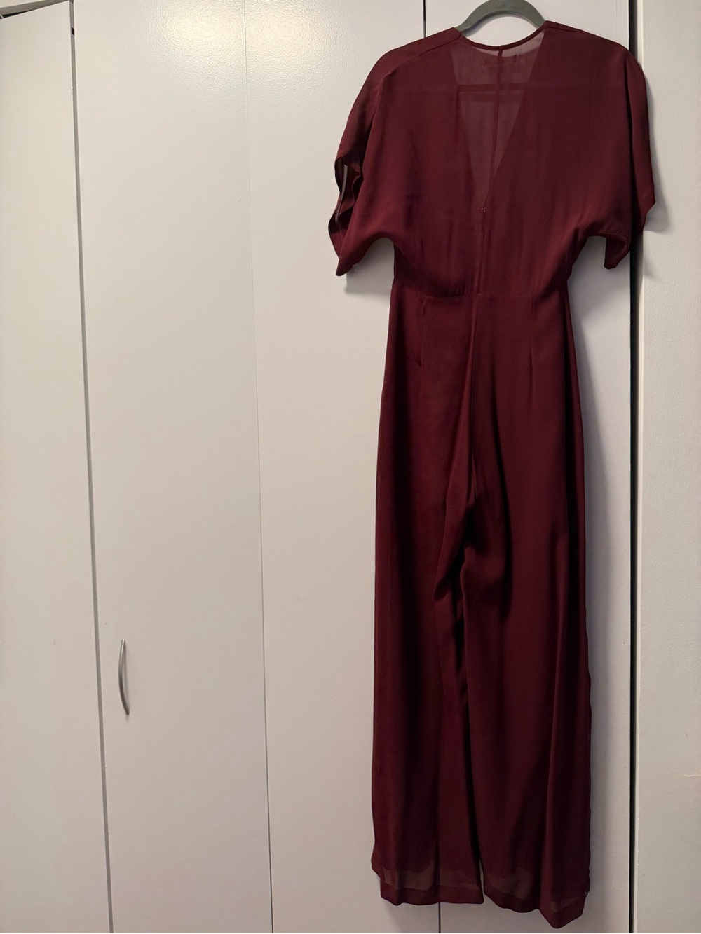 Reformation Wine-Red Wide-Leg Jumpsuit with Waist Sash - Picture 5 of 6